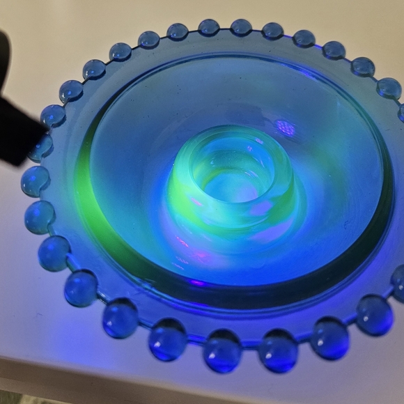 Cobalt Blue Glass Candle Holder UV Reactive - Picture 9 of 9